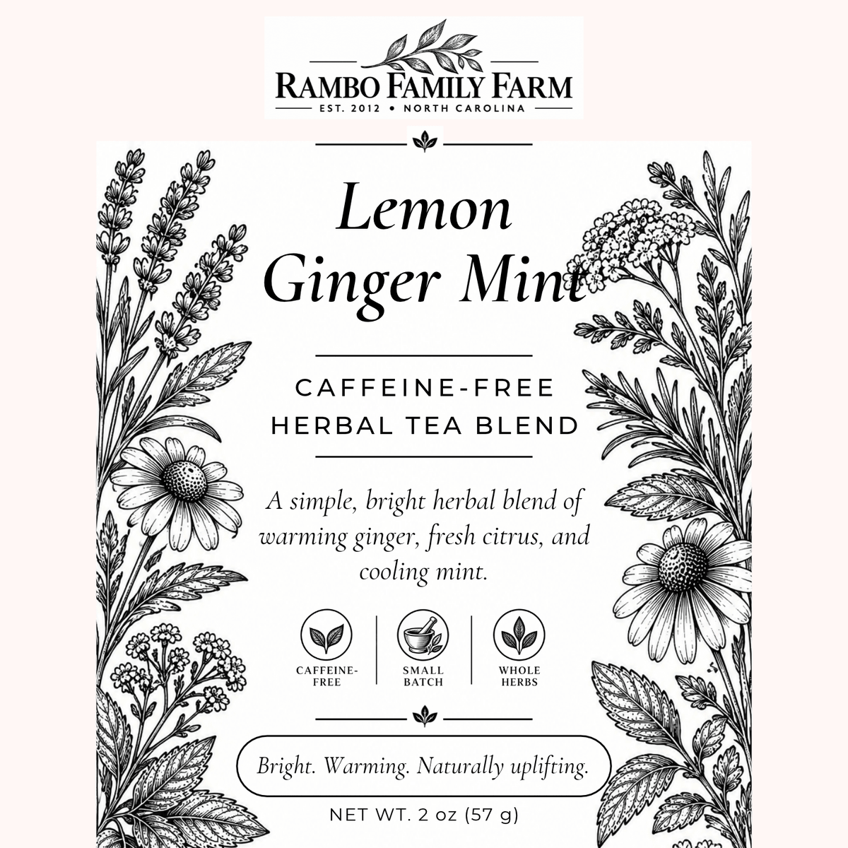 Lemon Ginger Mint Loose Leaf Tea - Rambo Family Farm2 oz