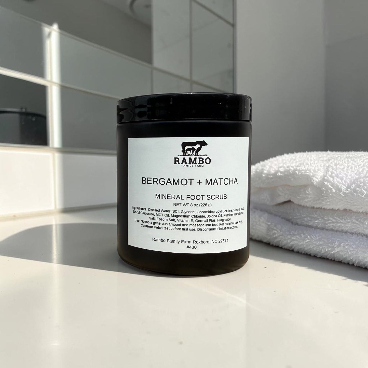Mineral Foot Scrub - Bergamot + Matcha - Rambo Family Farm